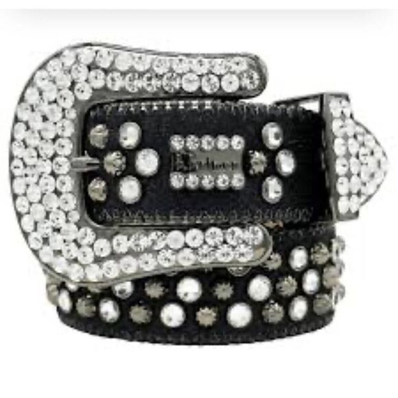 Savage rhinestone crystal bling patent vegan leather belt XL38-40 main image 5